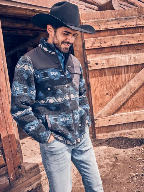 112336448 - Wrangler Men’s Lightweight Ripstop Yoke Sherpa Jacket - Ensign Blue