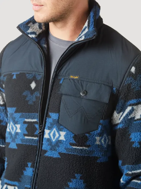 112336448 - Wrangler Men’s Lightweight Ripstop Yoke Sherpa Jacket - Ensign Blue