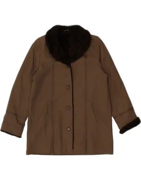DANNIMAC Womens Sherpa Jacket UK 16 Large Brown Polyester