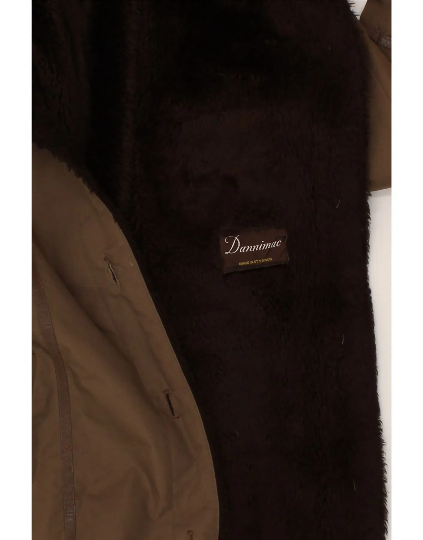 DANNIMAC Womens Sherpa Jacket UK 16 Large Brown Polyester