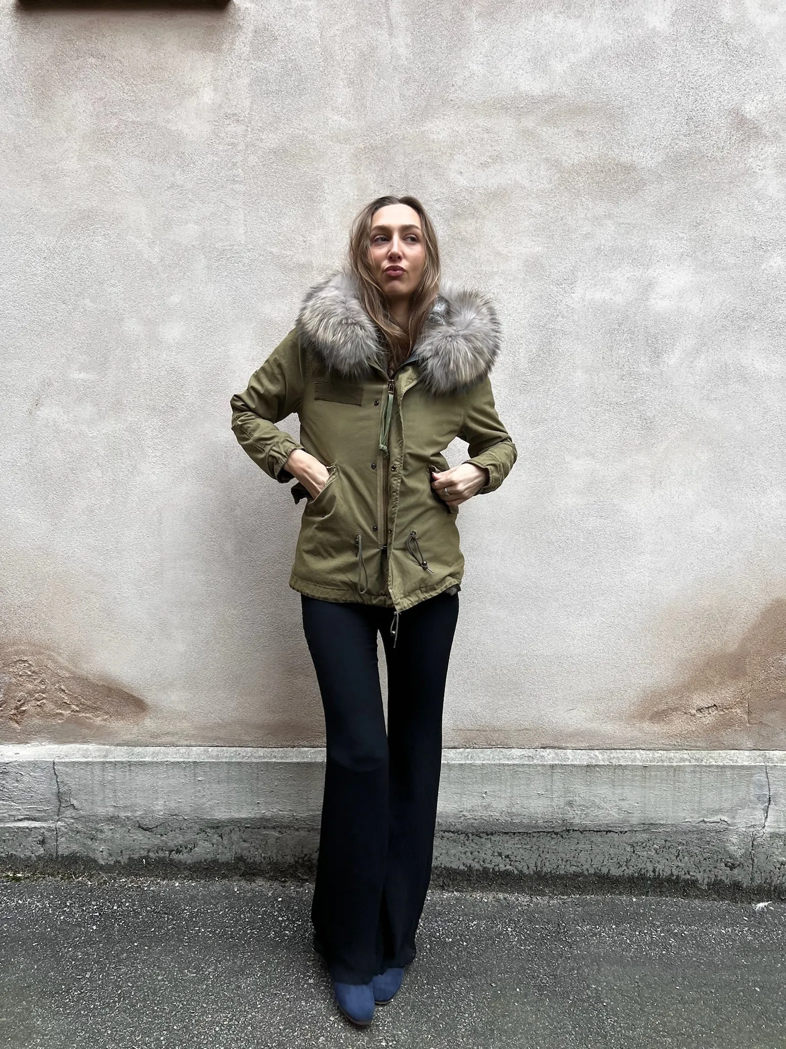 Mr&Mrs fur parka jacket green