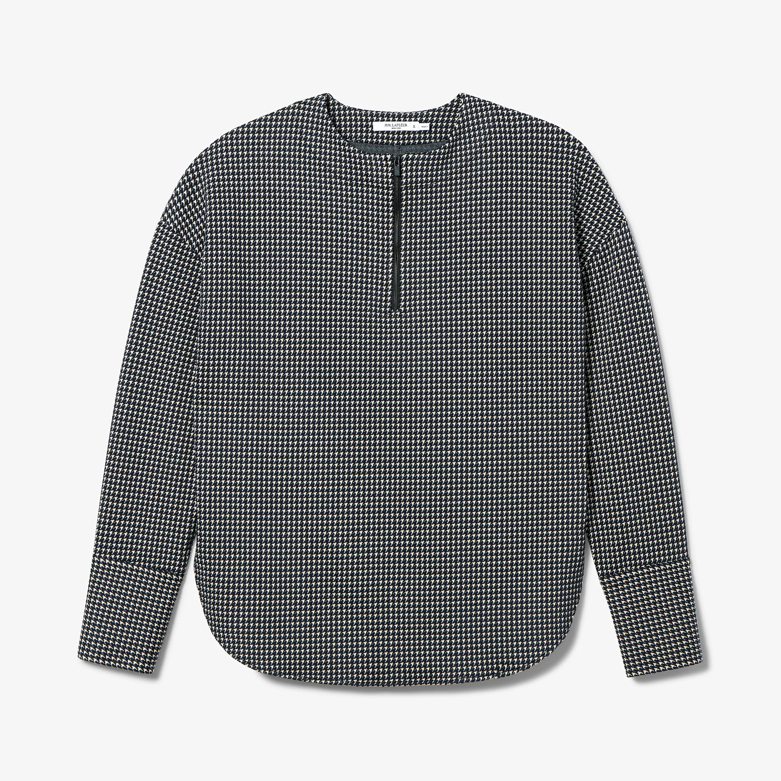 Tully Top - Stretch Houndstooth :: Black / White