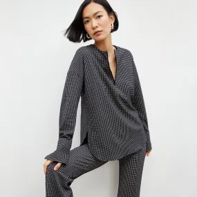 Tully Top - Stretch Houndstooth :: Black / White