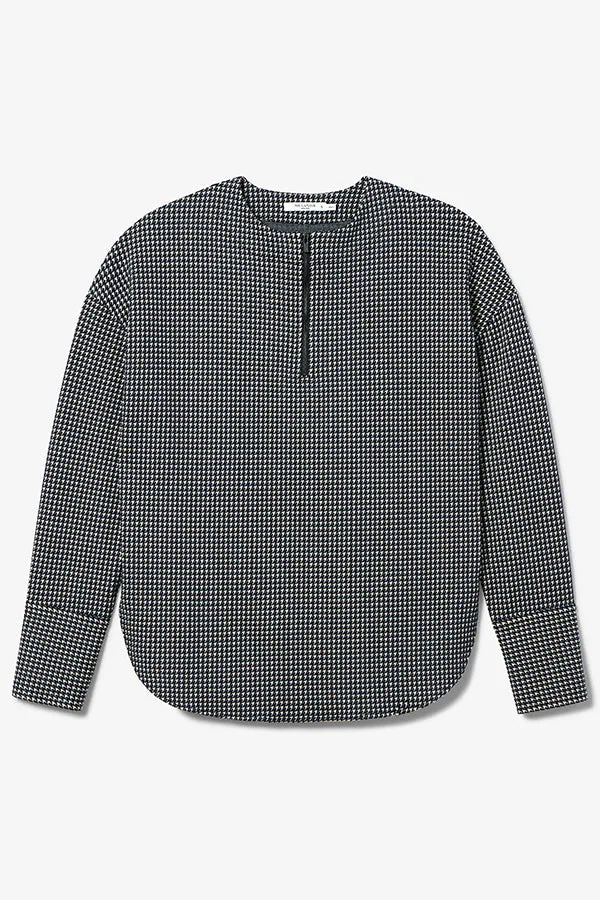 Tully Top - Stretch Houndstooth :: Black / White