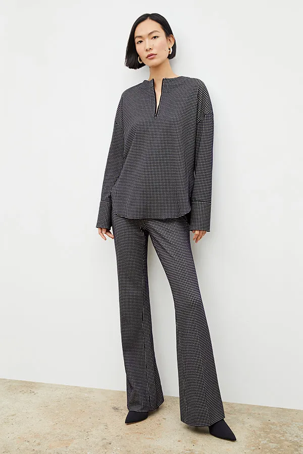 Tully Top - Stretch Houndstooth :: Black / White