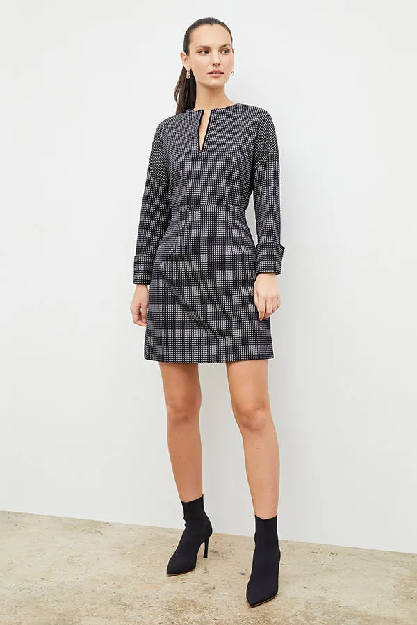 Tully Top - Stretch Houndstooth :: Black / White