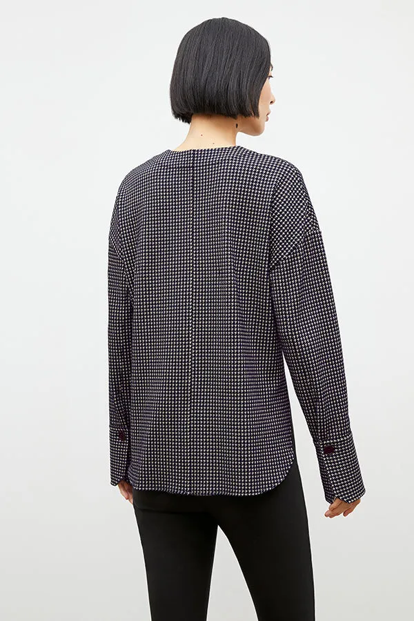 Tully Top - Stretch Houndstooth :: Black / White