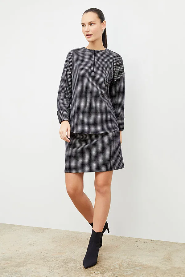 Tully Top - Stretch Houndstooth :: Black / White