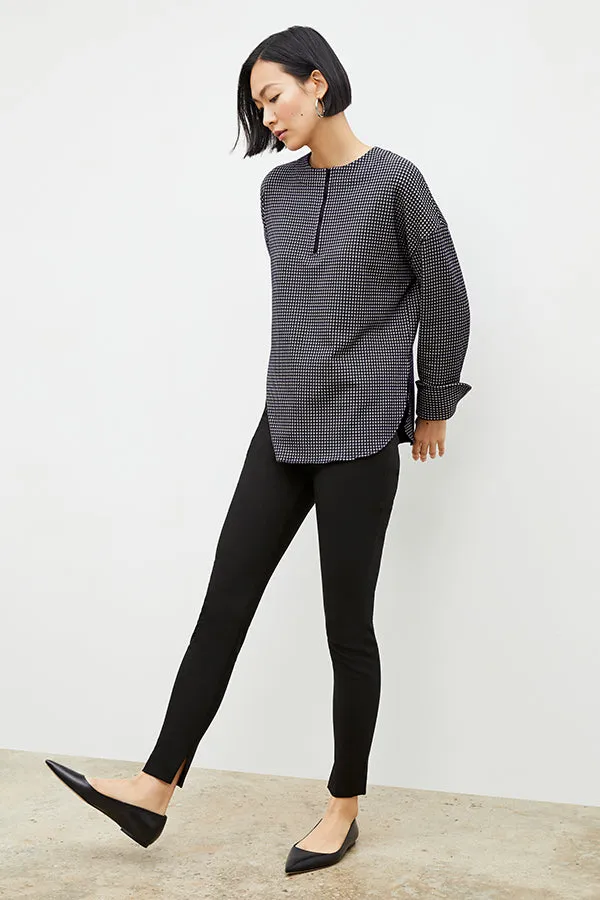 Tully Top - Stretch Houndstooth :: Black / White