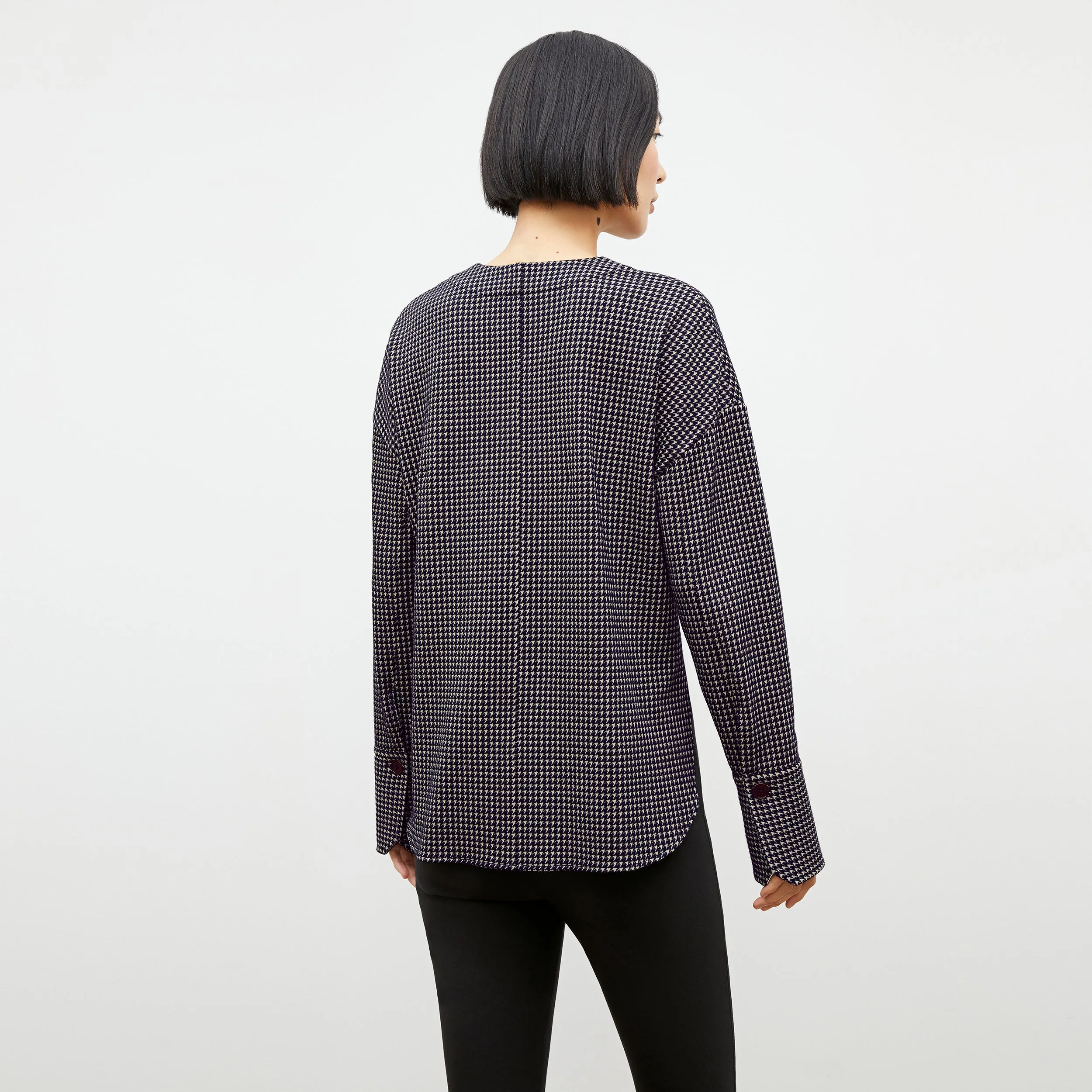 Tully Top - Stretch Houndstooth :: Black / White