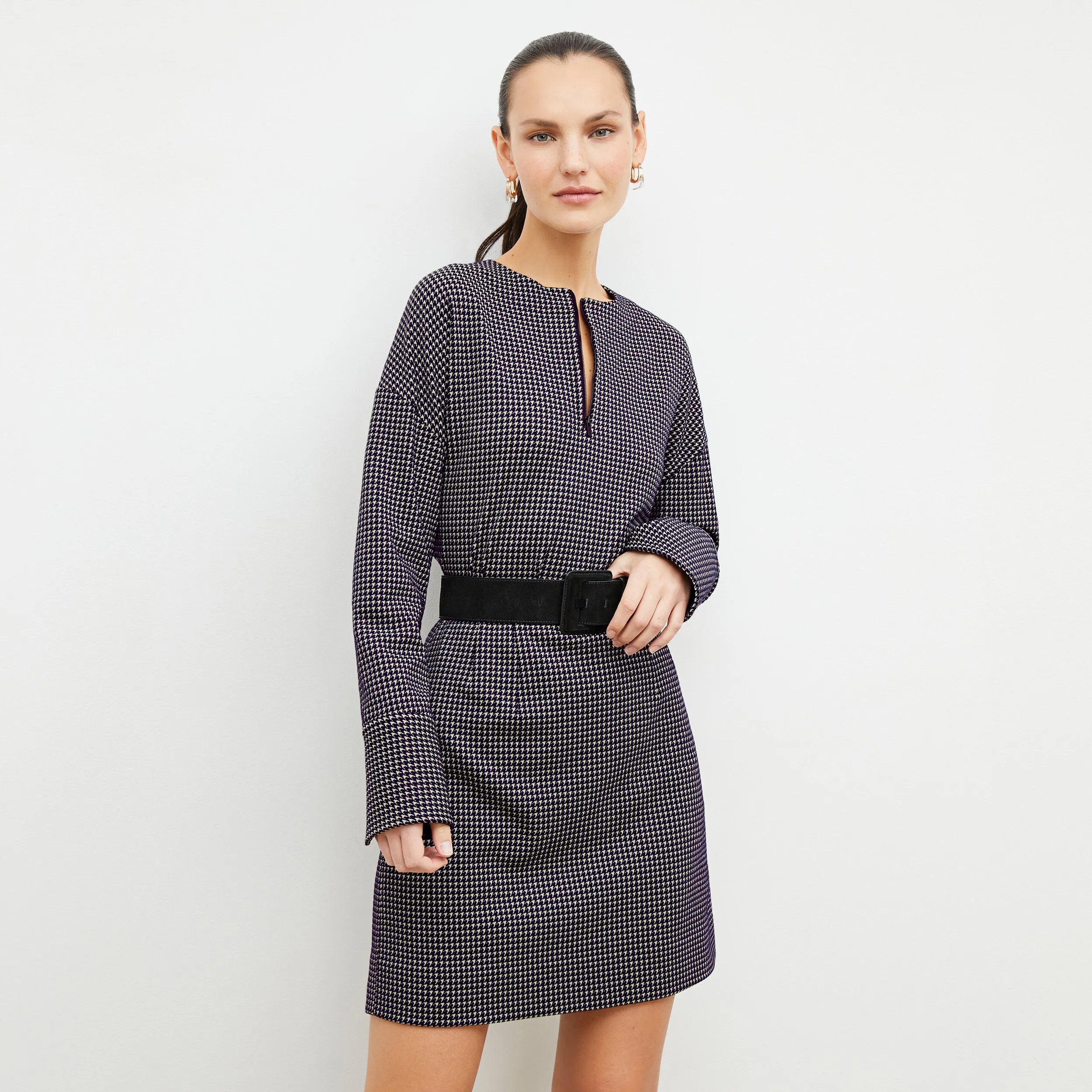 Tully Top - Stretch Houndstooth :: Black / White