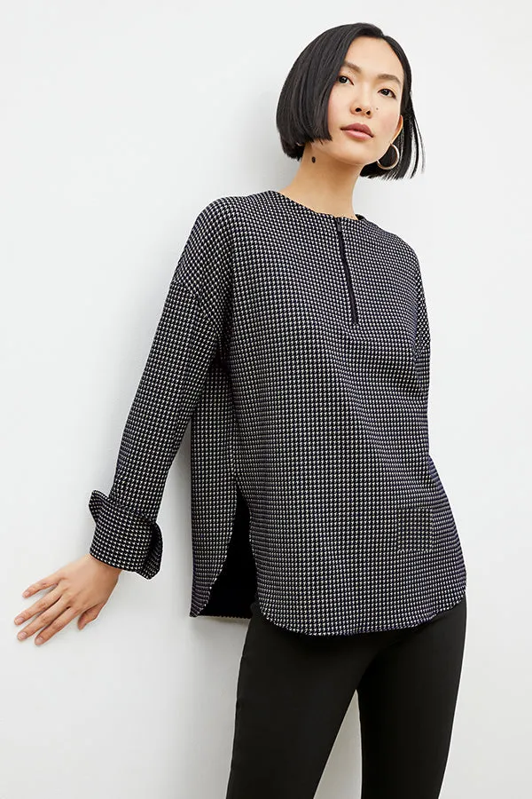 Tully Top - Stretch Houndstooth :: Black / White